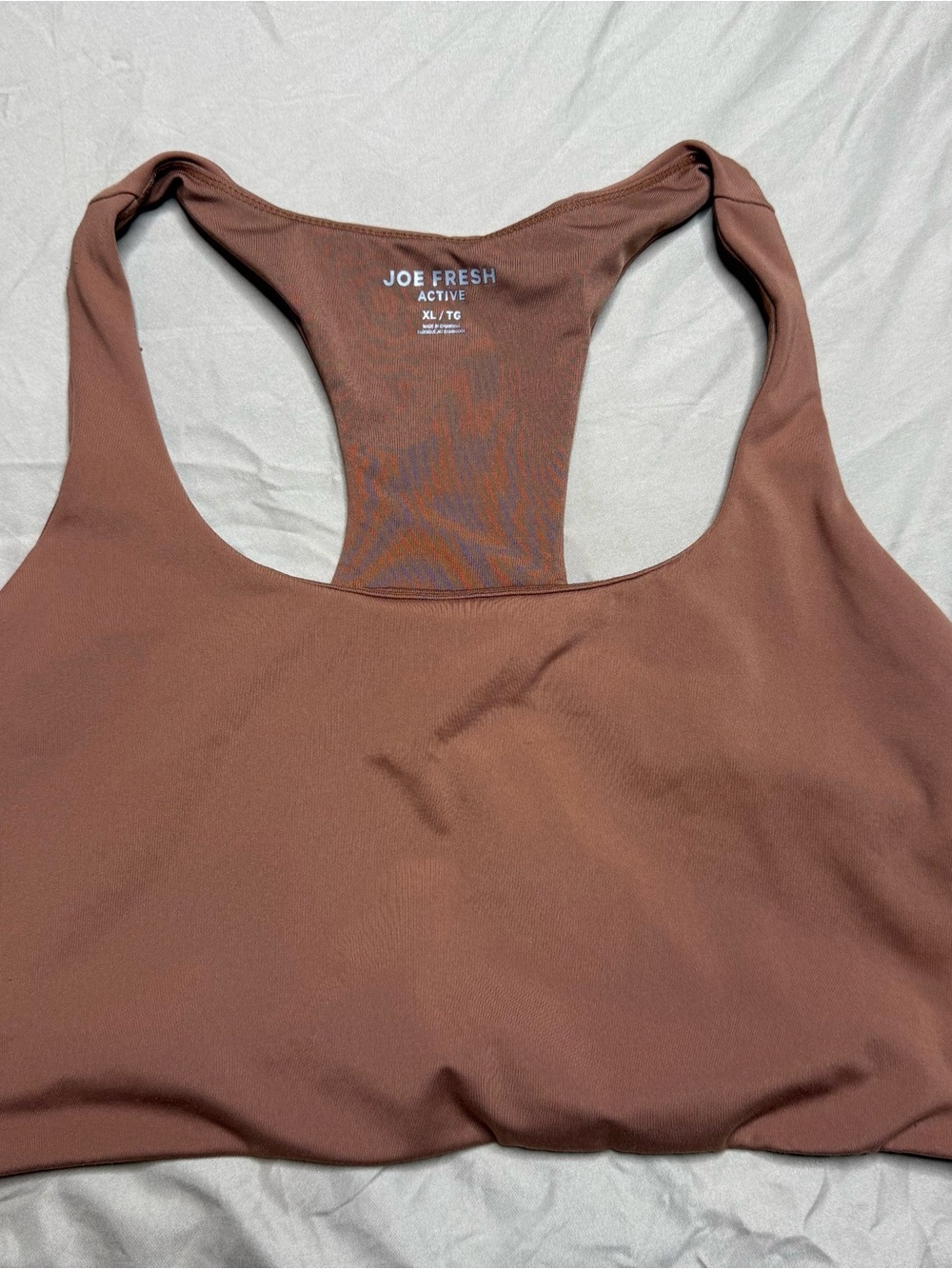 Joe Fresh Active Brown Racerback Sports Bra Top XL